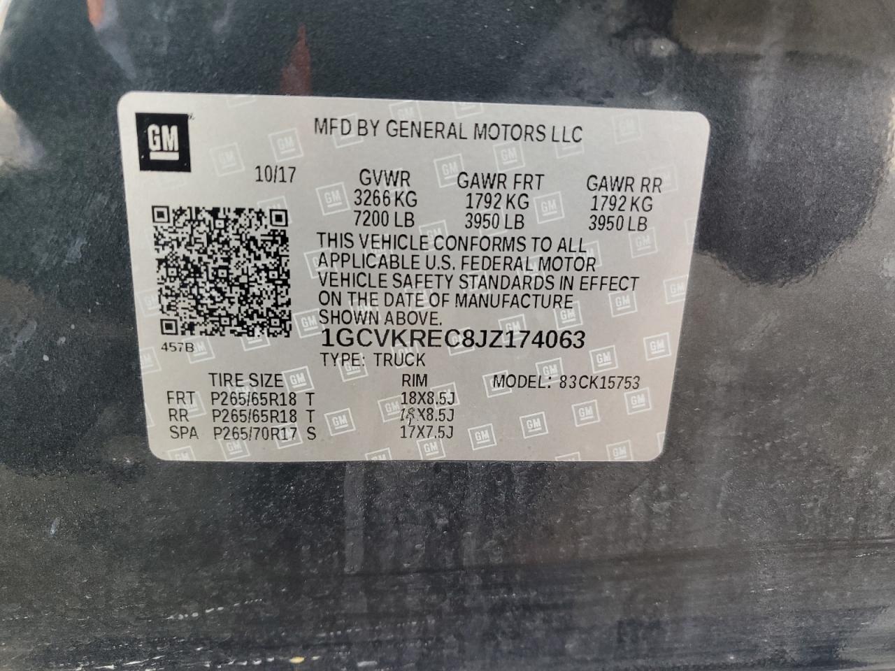 1GCVKREC8JZ174063 CHEVROLET ALL Models 2018