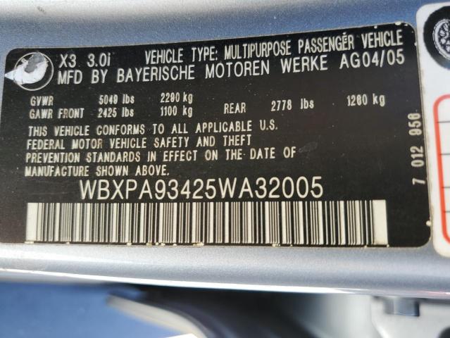 WBXPA93425WA32005 BMW X3 3.0I