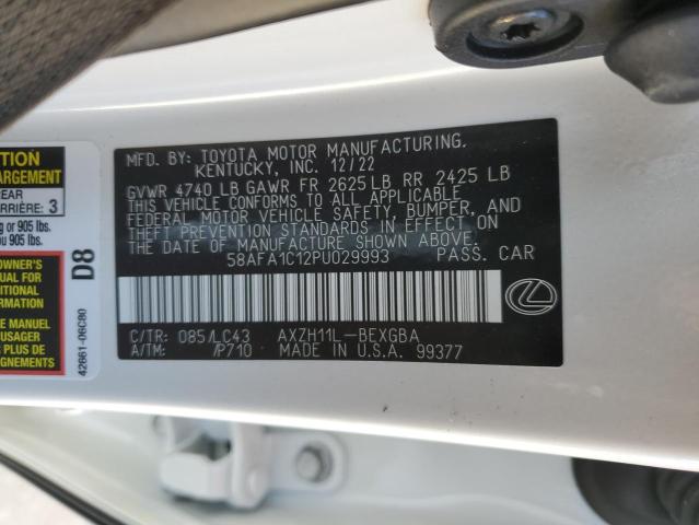2023 LEXUS ES 300H BA 58AFA1C12PU029993