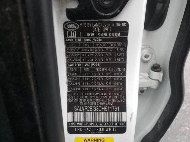 SALVP2BG3CH611761 Land Rover RANGEROVER