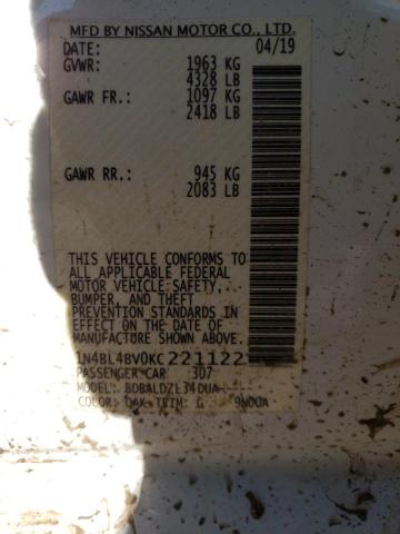 1N4BL4BV0KC221122 Nissan ALTIMA S