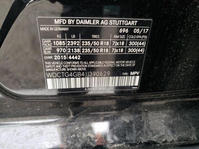 WDCTG4GB4JJ390629 Mercedes-Benz GLA-Class