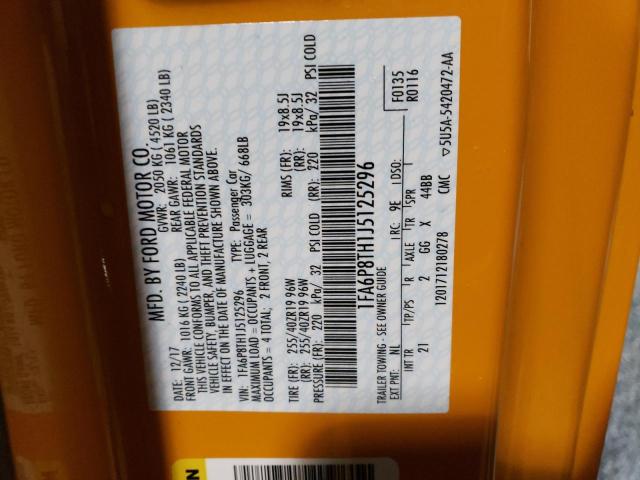 2018 FORD MUSTANG - 1FA6P8TH1J5125296