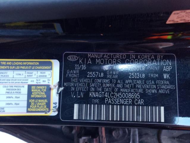 KNAGT4LC2H5008695 KIA OPTIMA HYBRID