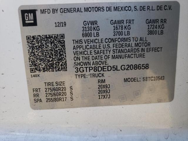 2020 GMC SIERRA C15 3GTP8DED5LG208658