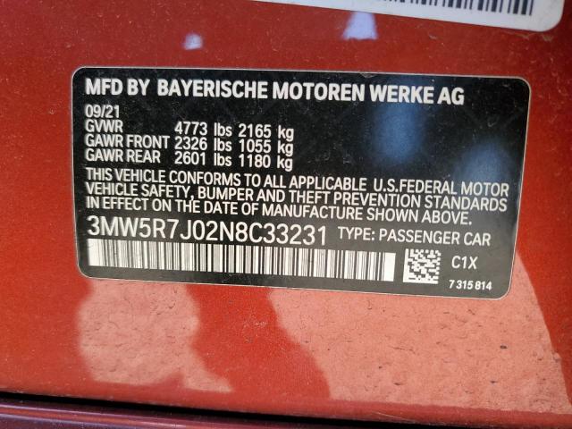2022 BMW 330XI - 3MW5R7J02N8C33231