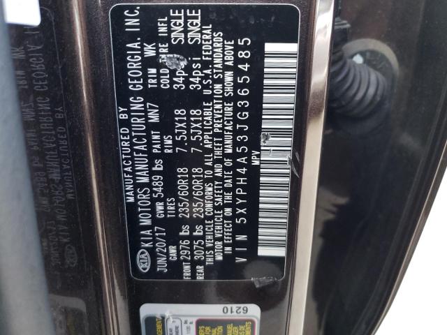 5XYPH4A53JG365485 KIA SORENTO EX