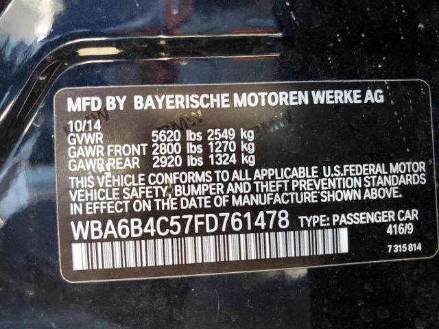 2015 BMW 650 XI GRA - WBA6B4C57FD761478
