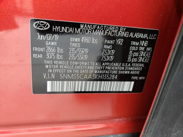 2019 HYUNDAI SANTA FE L 5NMS5CAA3KH135284