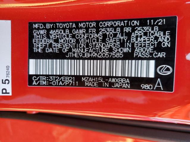 2022 LEXUS UX 250H BA JTHE9JBH9N2057585
