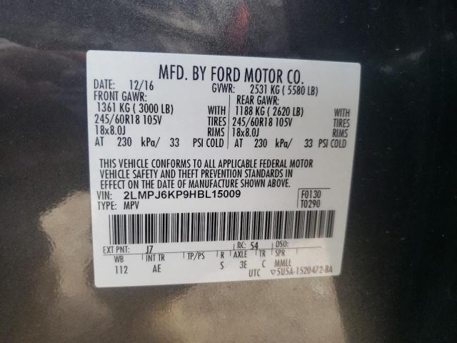 2017 LINCOLN MKX SELECT 2LMPJ6KP9HBL15009