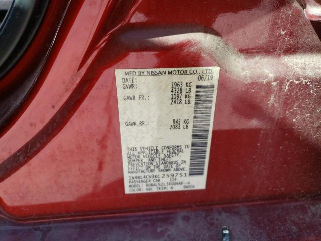 2019 NISSAN ALTIMA SR - 1N4BL4CV3KC259751