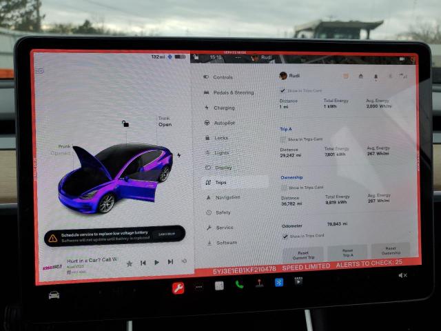 5YJ3E1EB1KF210478 Tesla MODEL 3