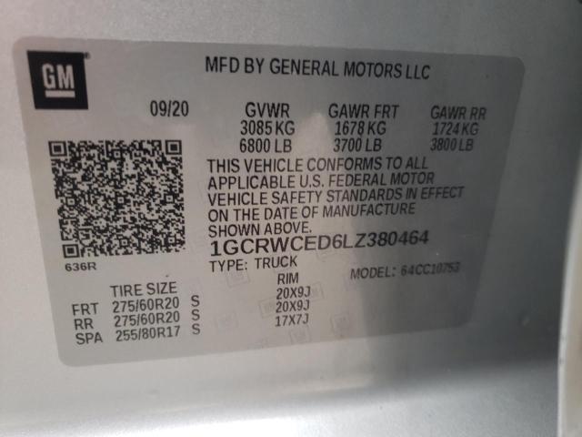 2020 CHEVROLET SILVERADO - 1GCRWCED6LZ380464