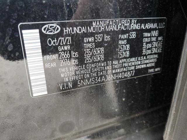 2022 HYUNDAI SANTA FE S 5NMS34AJ6NH404877