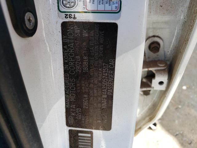KNAFW4A35D5741517 KIA FORTE SX