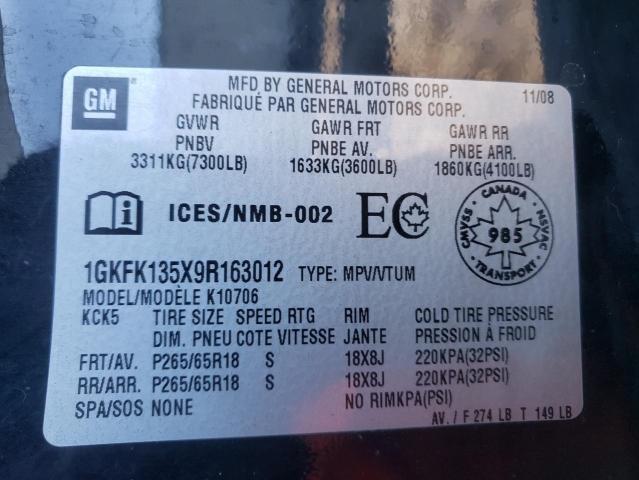 1GKFK135X9R163012 GMC YUKON HYBRID