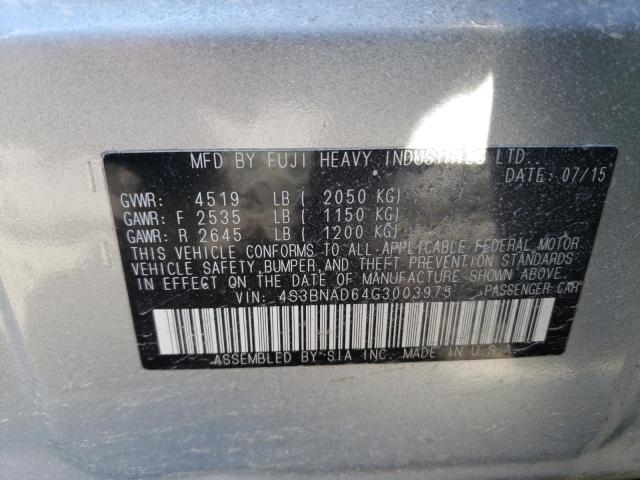 2016 SUBARU LEGACY 2.5 4S3BNAD64G3003975