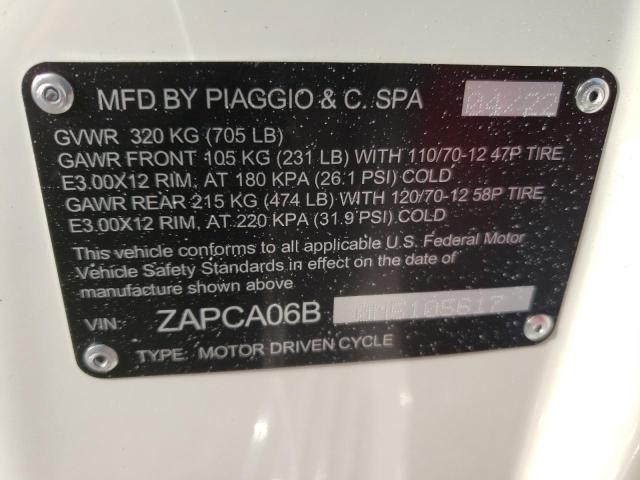 2022 VESPA SCOOTER ZAPCA06B0N5105617