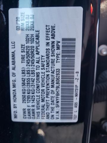 2020 HONDA PILOT BLAC - 5FNYF6H79LB062833
