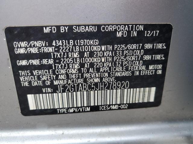 JF2GTABC5JH278920 Subaru Crosstrek Premium