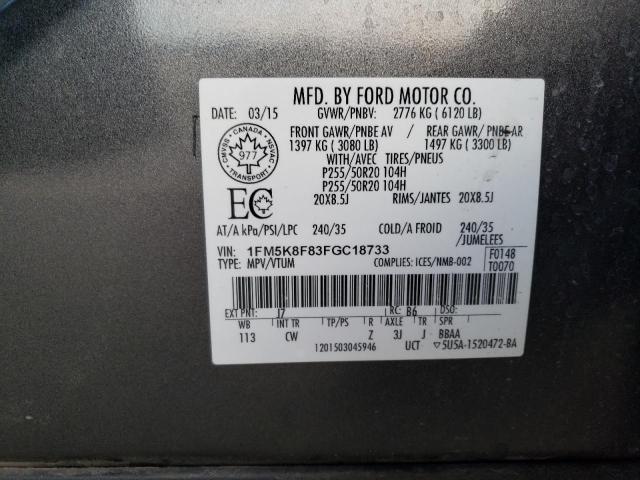 2015 FORD EXPLORER L 1FM5K8F83FGC18733