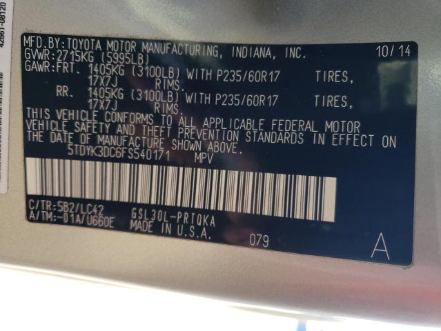 5TDYK3DC6FS540171 2015 TOYOTA SIENNA - Image 14