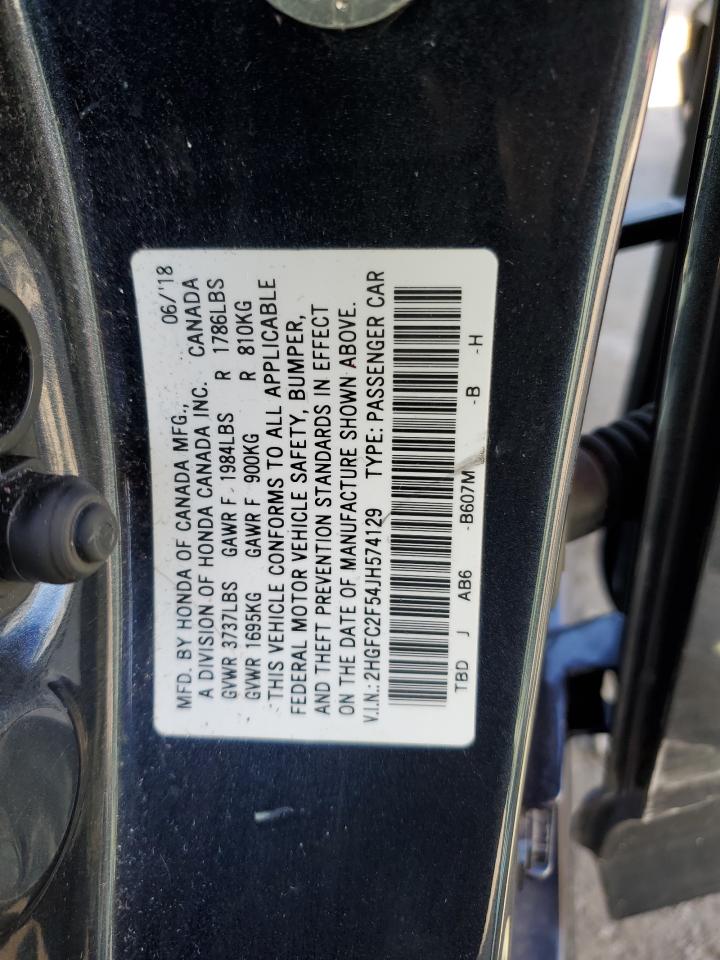 2HGFC2F54JH574129 HONDA CIVIC 2018