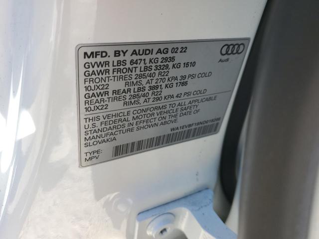 2022 AUDI Q8 PREMIUM WA1EVBF19ND018266