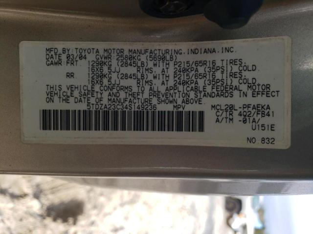 VIN KMHFG4JG4GA518072 2004 TOYOTA SIENNA no.13