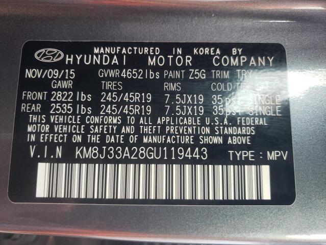 2016 Hyundai Tucson Limited VIN: KM8J33A28GU119443 Lot: 49166664