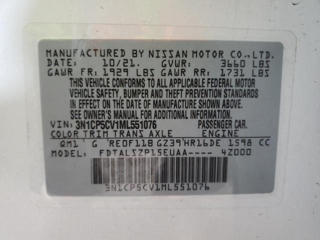 3N1CP5CV1ML551076 Nissan KICKS SV