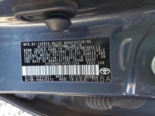 2019 TOYOTA COROLLA L 5YFBURHE4KP877584