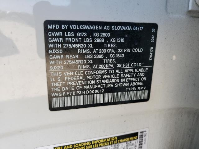 2017 VOLKSWAGEN TOUAREG WO WVGRF7BP3HD006612