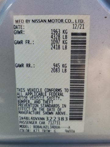1N4BL4DVXNN322383 Nissan ALTIMA SV