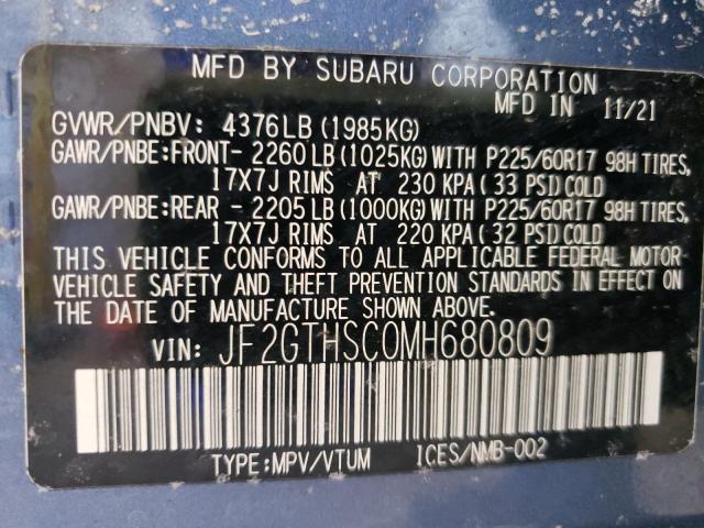 JF2GTHSC0MH680809 Subaru Crosstrek Sport