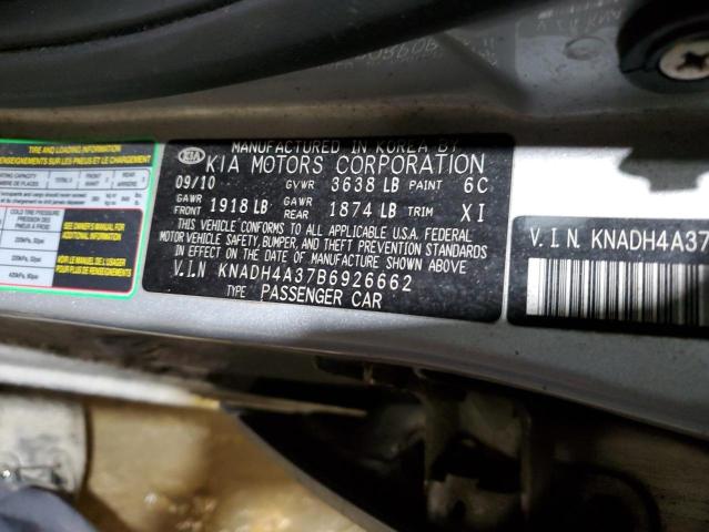 KNADH4A37B6926662 KIA RIO BASE