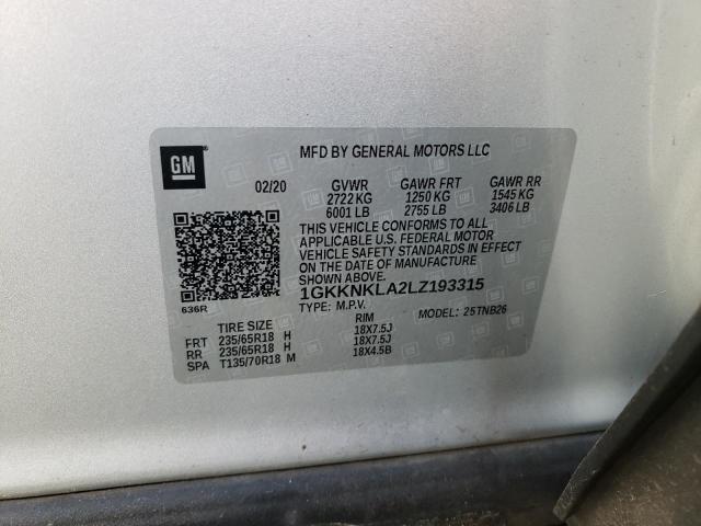 1GKKNKLA2LZ193315 GMC Acadia