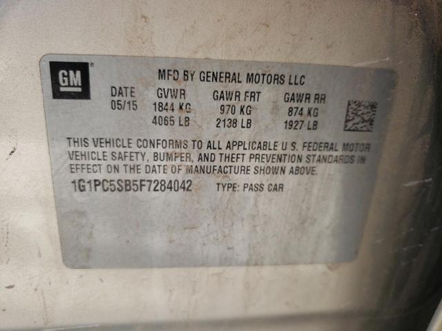 2015 CHEVROLET CRUZE LT 1G1PC5SB5F7284042
