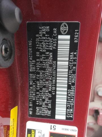 2018 TOYOTA CAMRY L - 4T1B11HK0JU674656