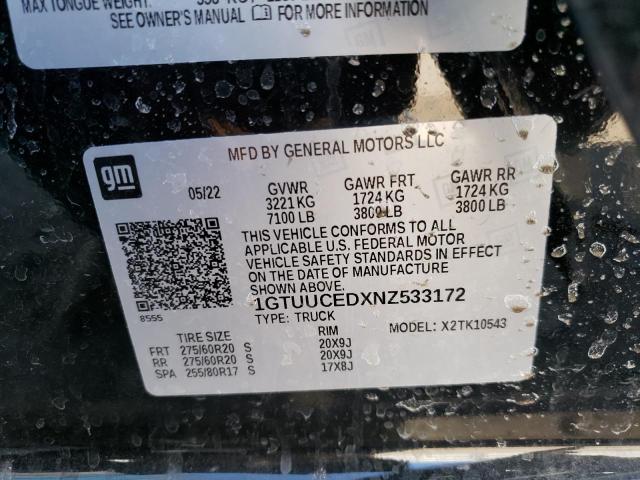 1GTUUCEDXNZ533172 GMC Sierra K1500 Elevation