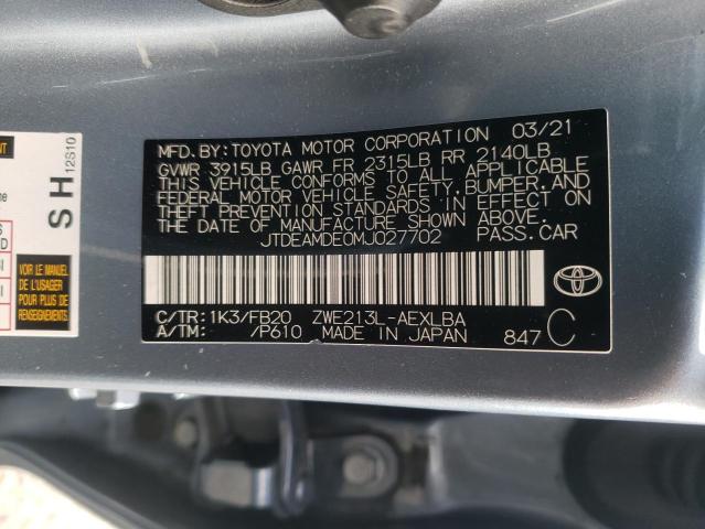 2021 TOYOTA COROLLA LE - JTDEAMDE0MJ027702
