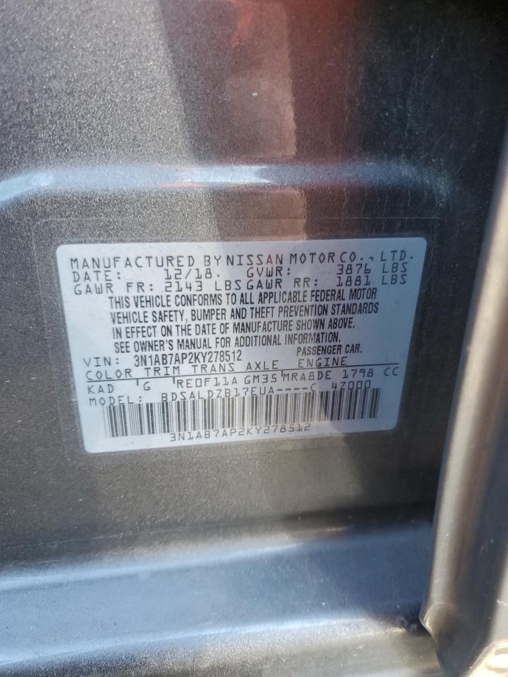 3N1AB7AP2KY278512 NISSAN SENTRA 2019
