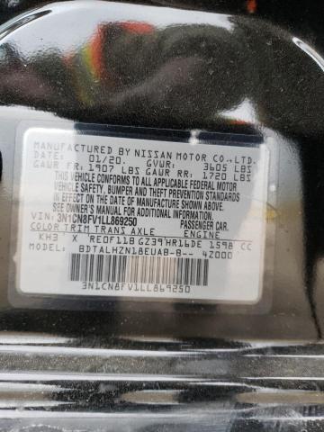 2020 NISSAN VERSA SR 3N1CN8FV1LL869250