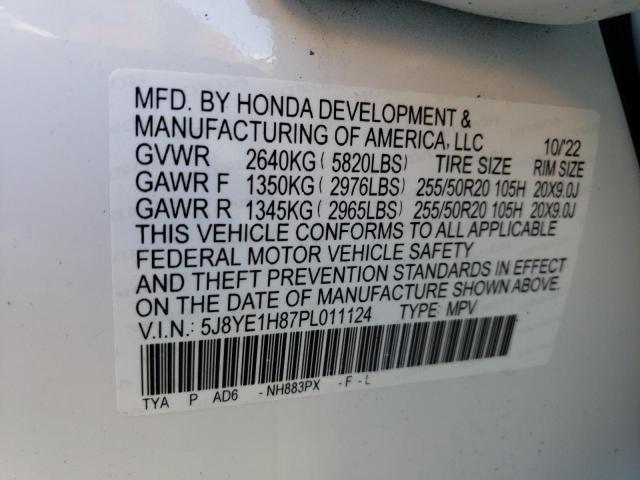 5J8YE1H87PL011124 Acura Mdx Advance