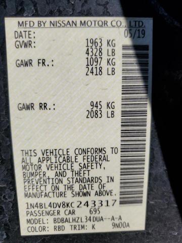 1N4BL4DV8KC243317 Nissan ALTIMA SV