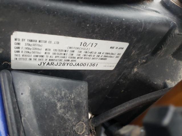 2018 YAMAHA YZFR6 C JYARJ28Y0JA001361