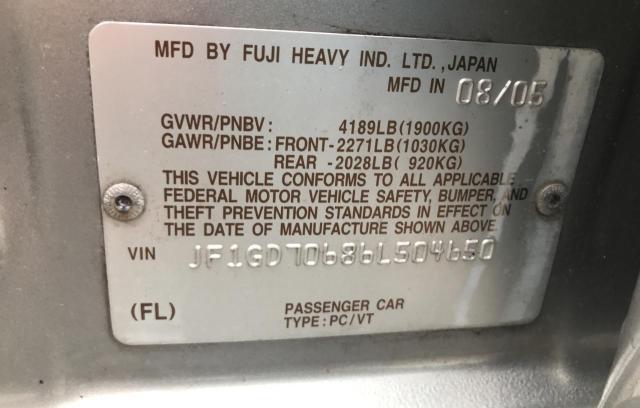 JF1GD70686L504650 Subaru WRX
