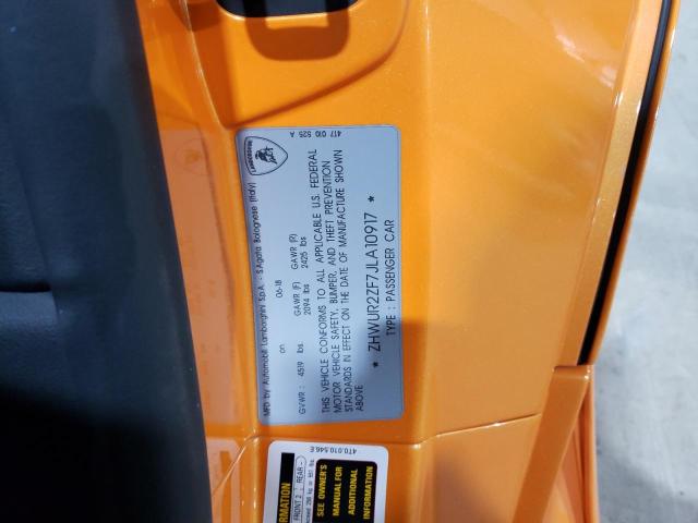 2018 LAMBORGHINI HURACAN ZHWUR2ZF7JLA10917