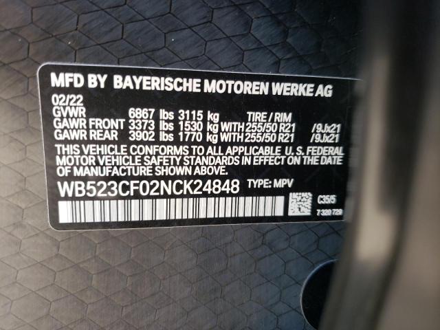 2022 BMW IX XDRIVE5 WB523CF02NCK24848